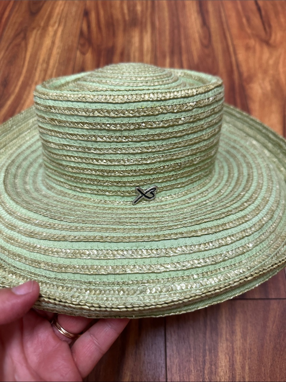Betmar Mint Green Braided Straw Sun Hat with Logo Accent